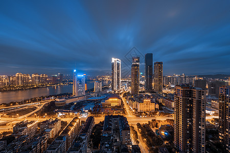 商业写字楼夜景建筑群背景