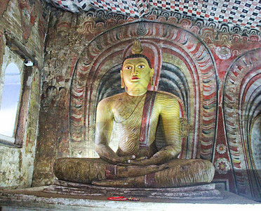 斯里兰卡丹布勒石窟佛像背景图片