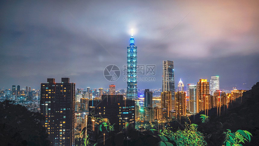 台北101大楼夜景高清图片下载 正版图片 摄图网