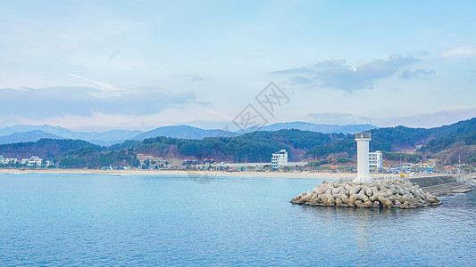 韩国海滨韩国襄阳灯塔背景