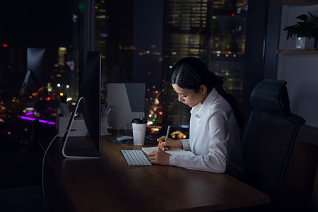 熬夜加班的女孩职场女性加班背景