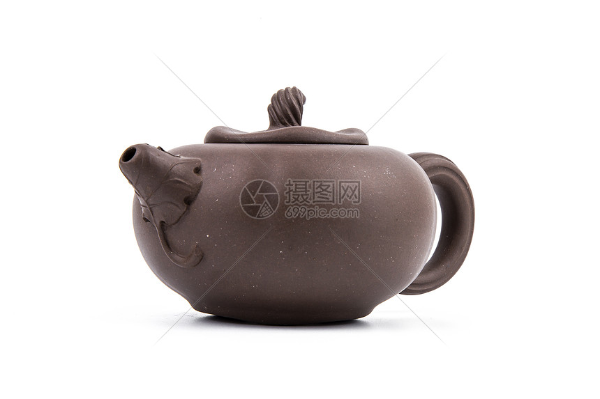 白底紫砂茶壶图片