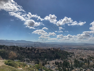 巴塞罗那风景西班牙巴塞罗那格拉纳达圣山俯瞰风光背景