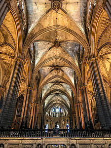 教堂内部西班牙巴塞罗那大教堂风光背景