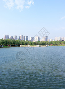 西安太液池湖泊高清图片素材