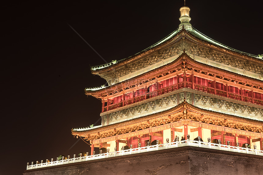 西安钟楼建筑夜景高清图片下载 正版图片 摄图网 西安钟楼建筑夜景高清图片下载 正版图片 摄图网