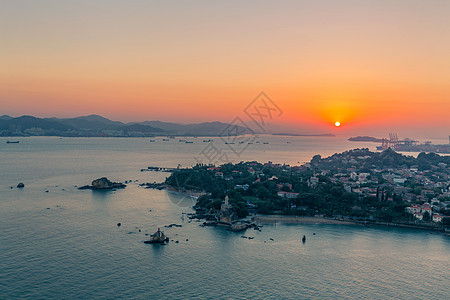 远眺厦门鼓浪屿局部背景图片