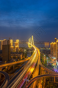 桥梁夜景武汉城市夜景风光背景