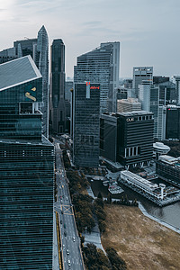 下午城市街道新加坡商务区下午街道图背景