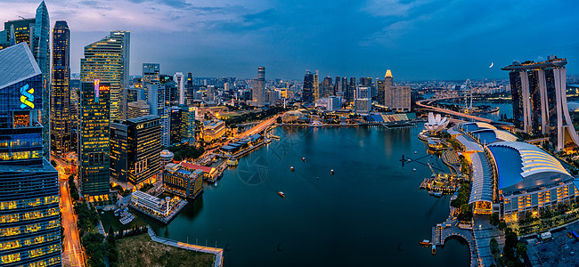 新加坡金沙湾夜景城市背景高清图片素材