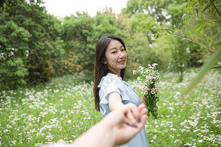 森林风景森系美女郊游背景