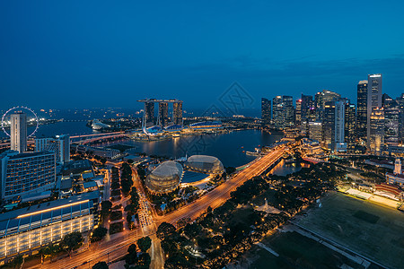 新加坡夜景灯火通明背景图片