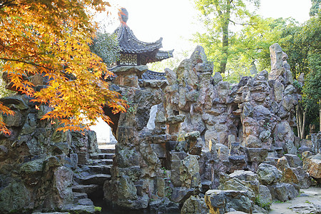 室内假山扬州大明寺园林假山背景