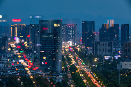 宁波宁海夜景二次曝光城市高清图片素材