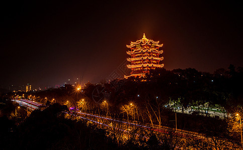 武汉黄鹤楼夜景背景图片