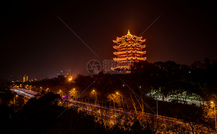 武汉黄鹤楼夜景图片