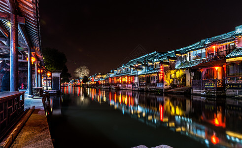 嘉兴西塘嘉善西塘夜景背景