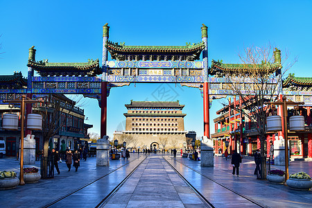 蓝天下的北京正阳门箭楼图片