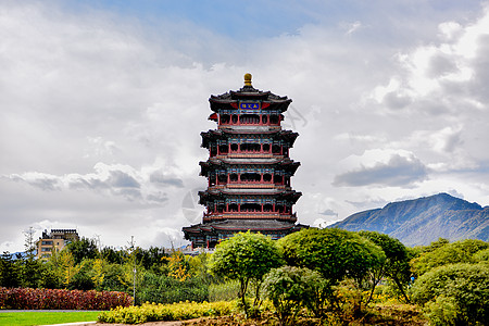 北京观光塔最美的北京永定楼背景