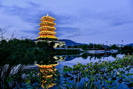 北京永定楼的晚霞背景图片