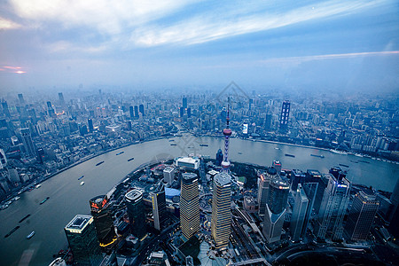 鸟瞰上海上海鸟瞰夜景背景