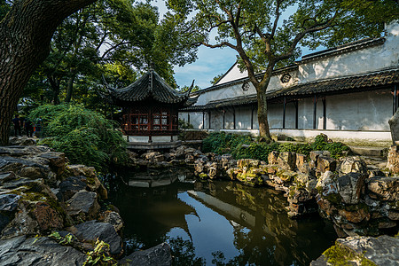 苏州夜景拙政园背景