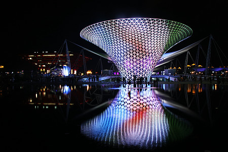 世博馆夜景上海世博轴阳光谷背景