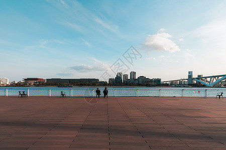 上海滨江步道美景背景图片