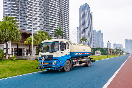 市政建筑环卫设施洒水车背景