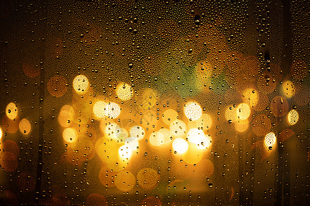 脏挡风玻璃雨夜窗子光斑背景