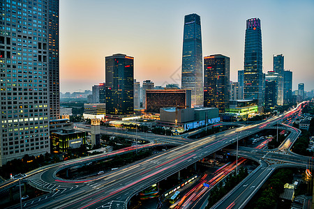 北京夜北京国贸立交桥背景