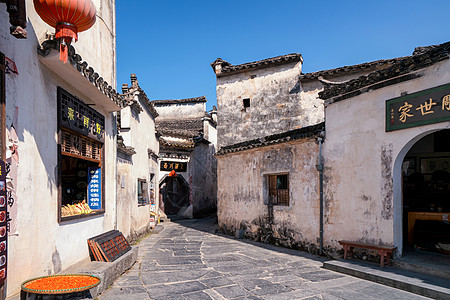 西递景区婺源西递古村落小巷街道背景