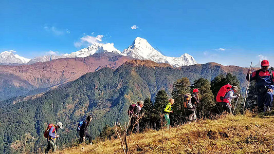徒步登山尼泊尔登山队背景