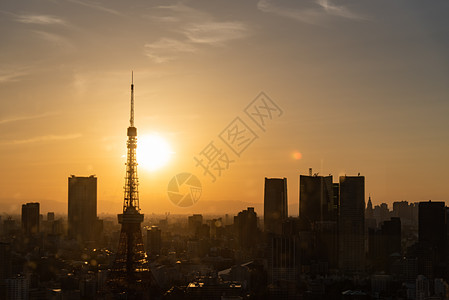 日本东京城市夜景日落背景