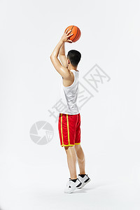 篮球运动员投篮动作背景图片