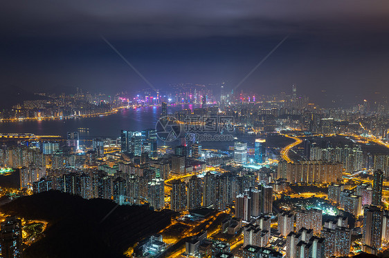 俯瞰香港城市夜景图片