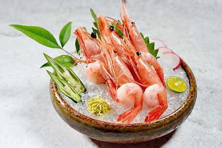 牡丹虾料理虾刺身高清图片