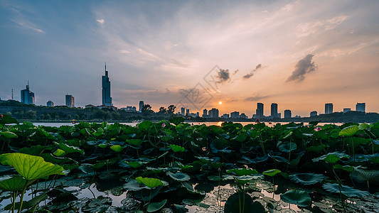 从玄武湖看南京城景点高清图片素材
