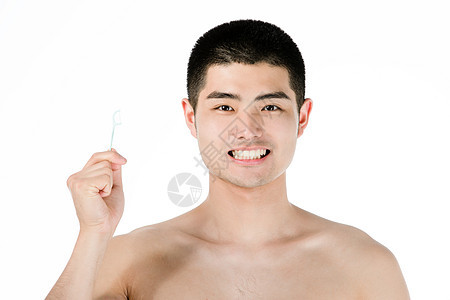 男士使用牙线背景图片