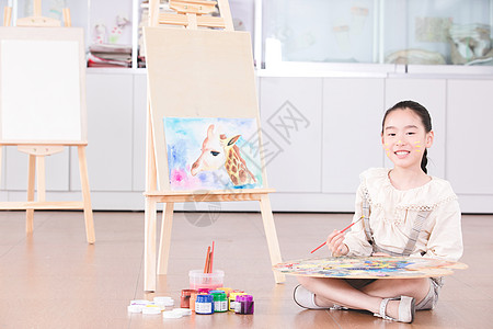 画架样机儿童在教室绘画背景