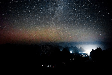 星空大海桂林星空背景