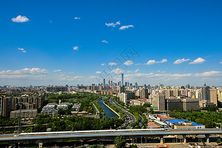 北京CBD城市全景白云高清图片素材
