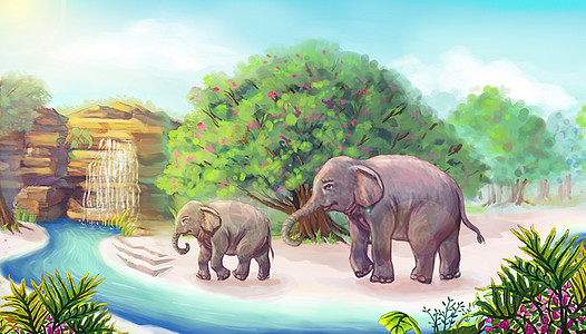 快乐宝宝神奇动物在哪里之快乐的大象插画