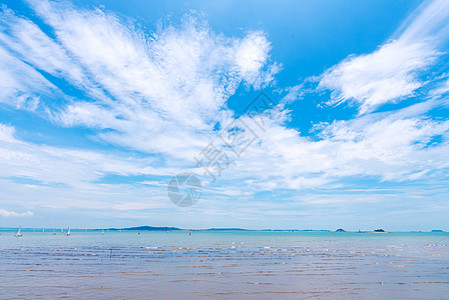 海水纹蓝天白云素材背景