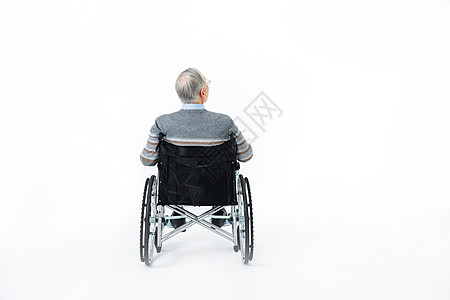 坐轮椅老人背影高清图片