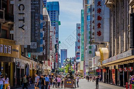 天津风景天津步行商业街背景