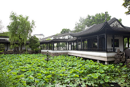 木渎严家花园苏州中式古建筑背景