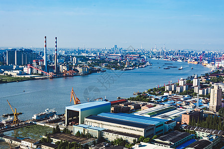 运输物流上海黄浦江码头背景