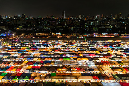 泰国曼谷夜景曼谷拉差达夜市背景