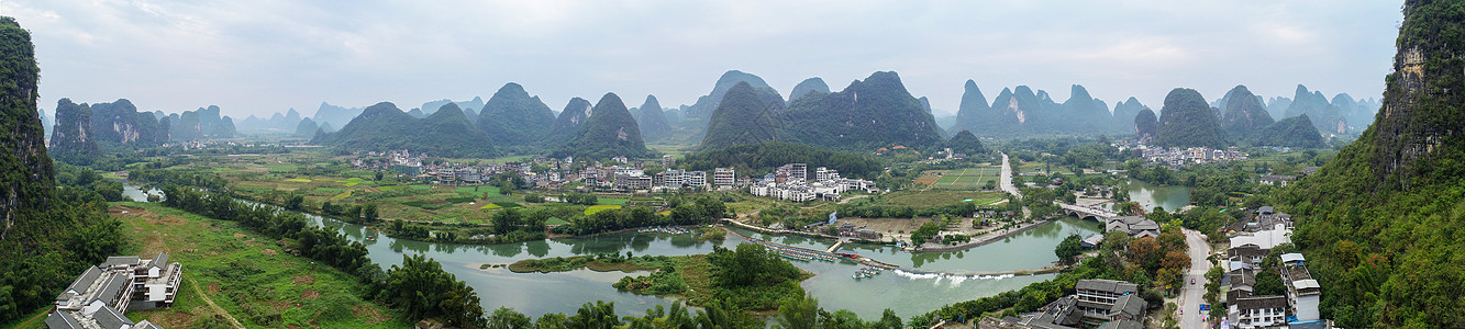 广西省阳朔县十里画廊景区航拍全景背景